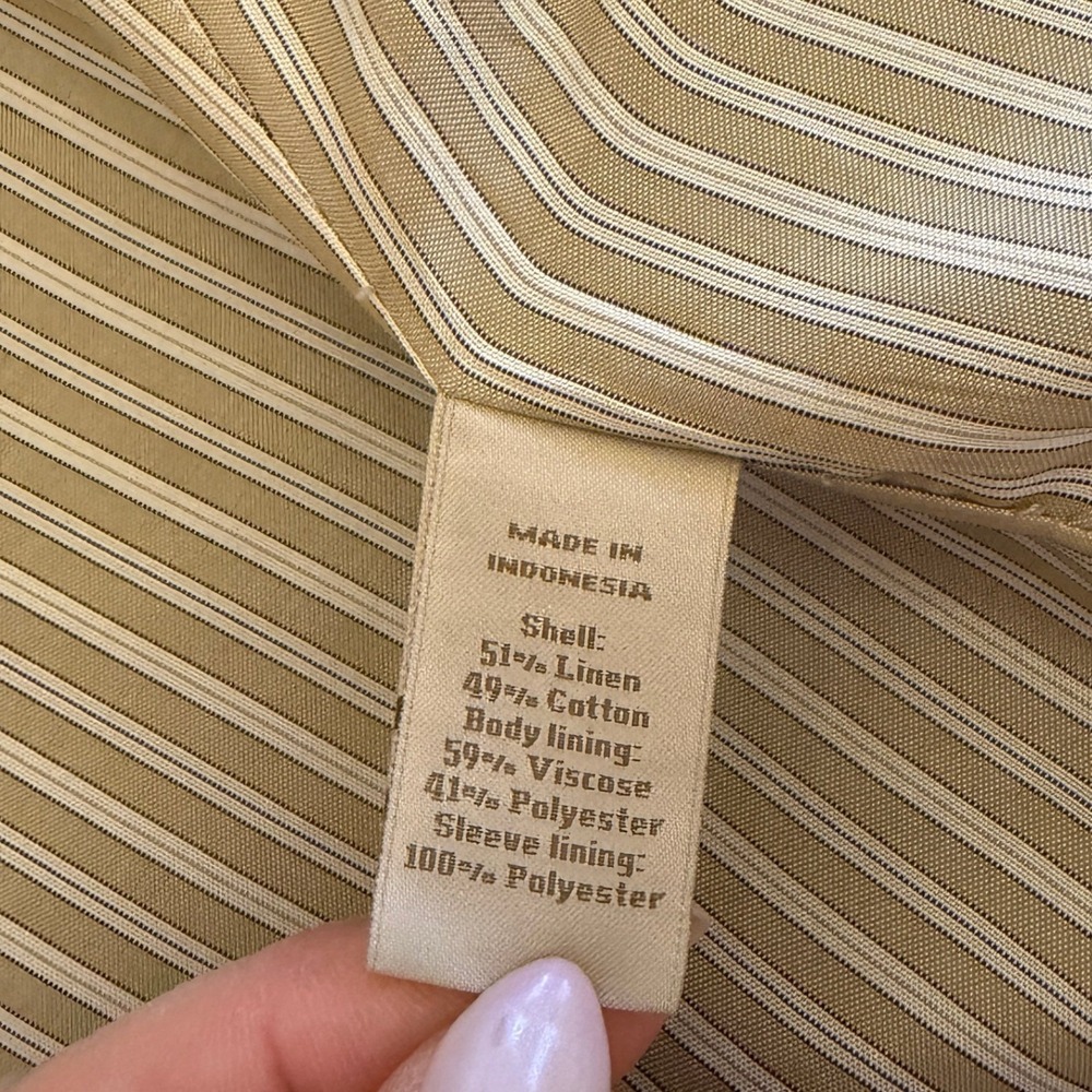 Banana Republic Heritage Safari Blazer Mens 46R Linen Blend Utility Olive Green - Picture 11 of 16